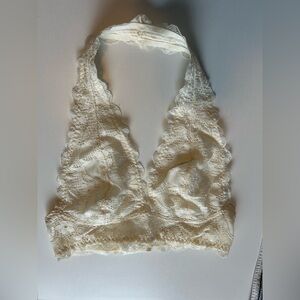 Free People Lace Halter Bralette - Cream